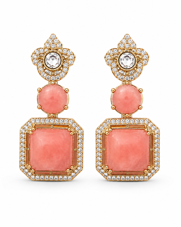 Peach Polki Drop Earrings