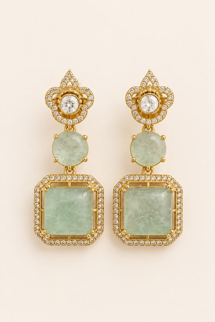 Mint Polki Drop Earrings
