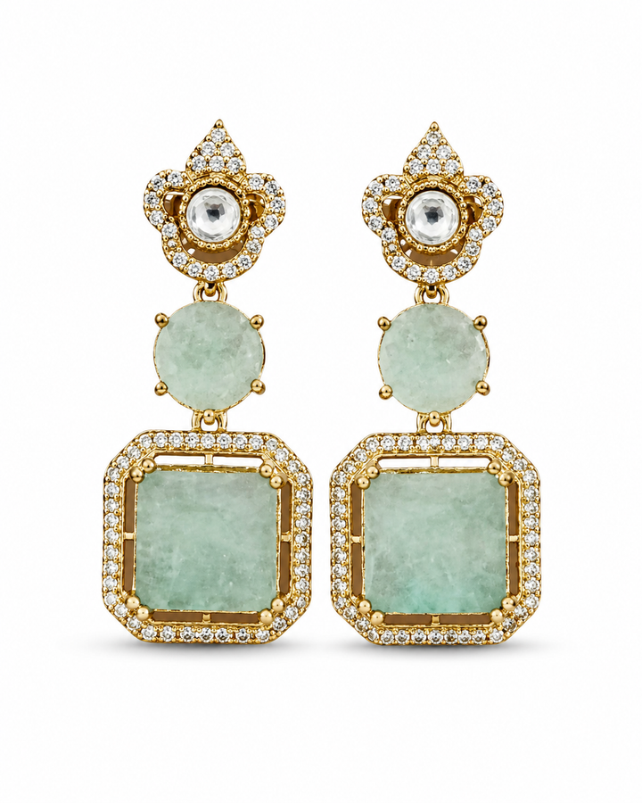 Mint Polki Drop Earrings