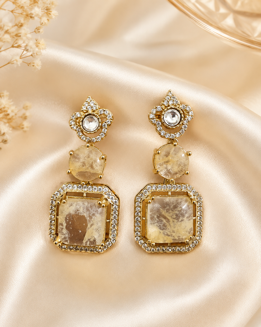 Champagne Polki Drop Earring