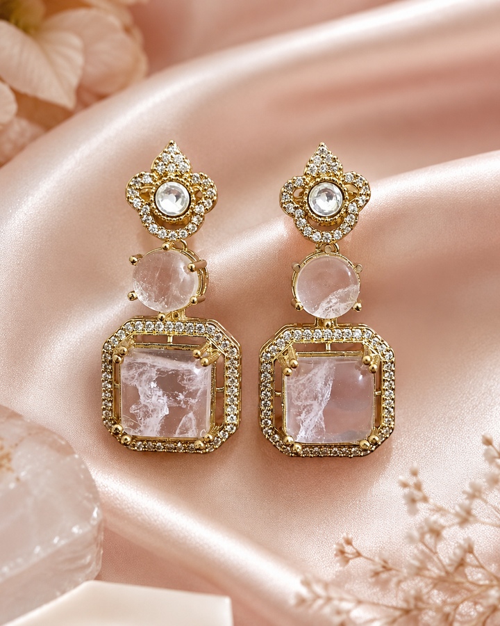 Lilac Polki Drop Earrings