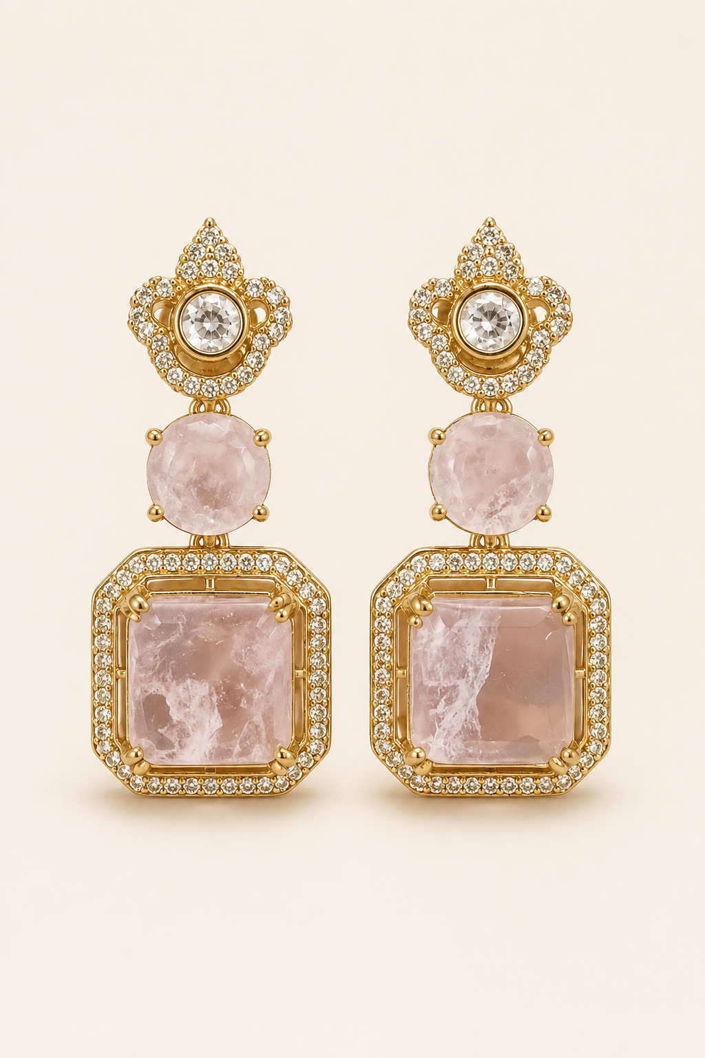 Lilac Polki Drop Earrings