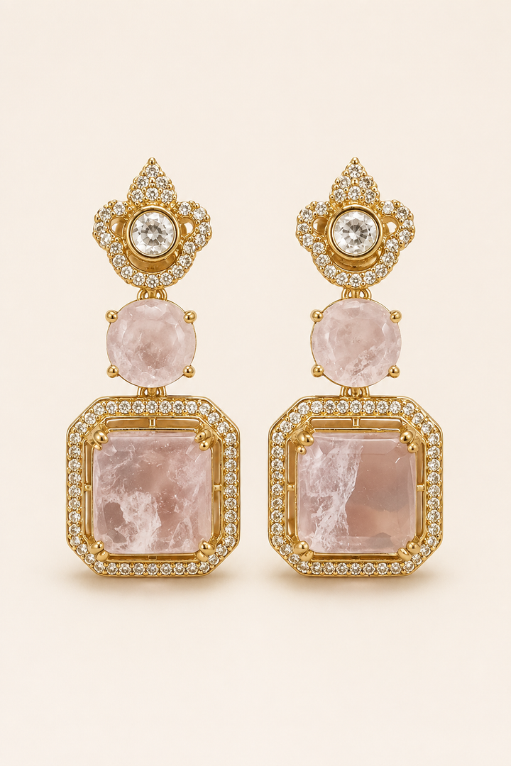 Lilac Polki Drop Earrings