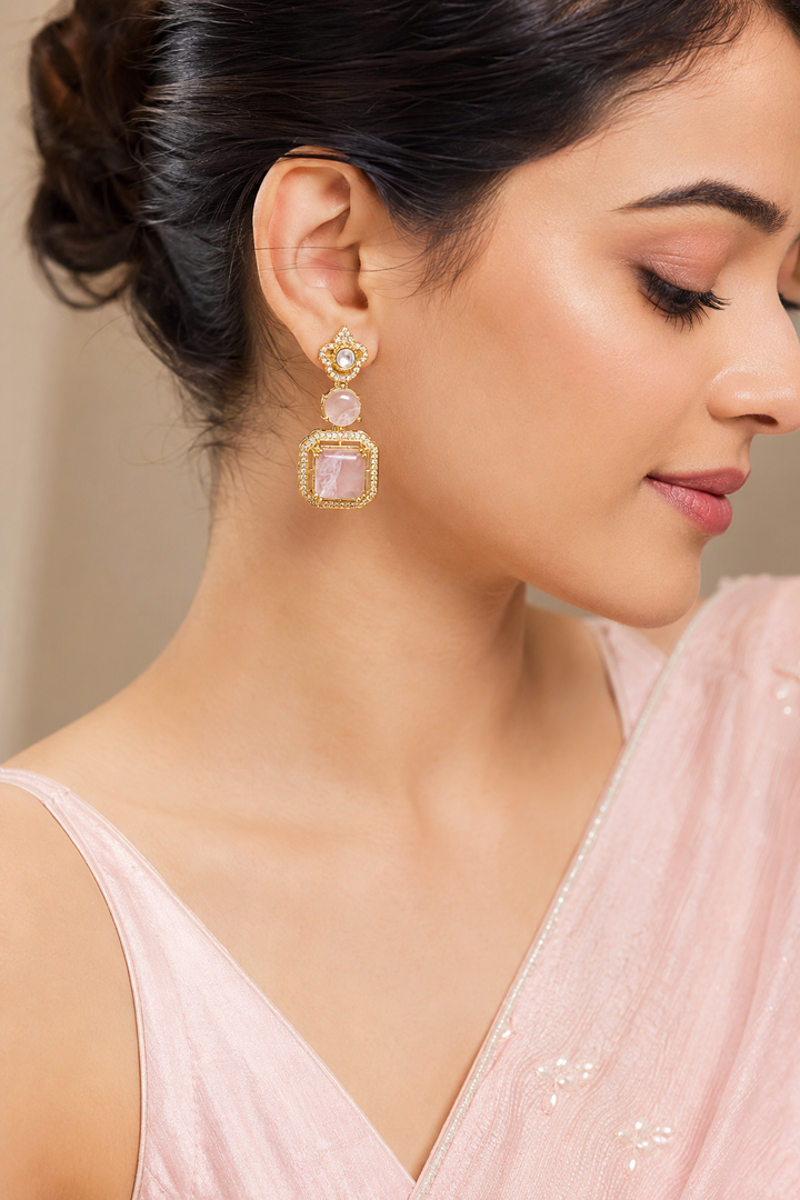 Lilac Polki Drop Earrings
