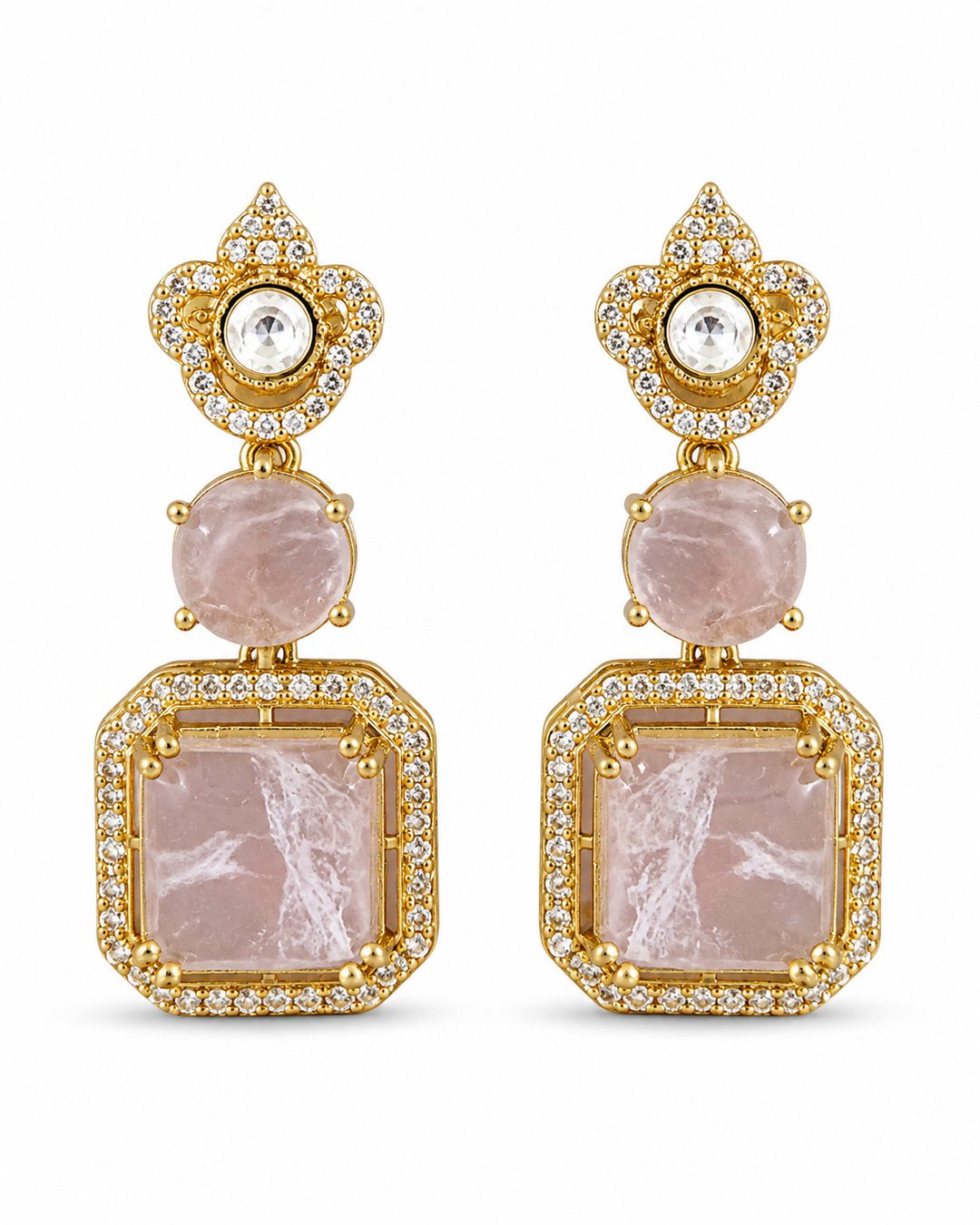 Lilac Polki Drop Earrings