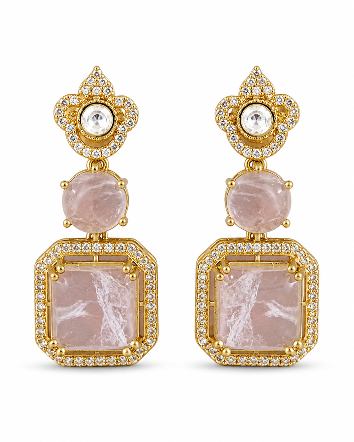 Lilac Polki Drop Earrings