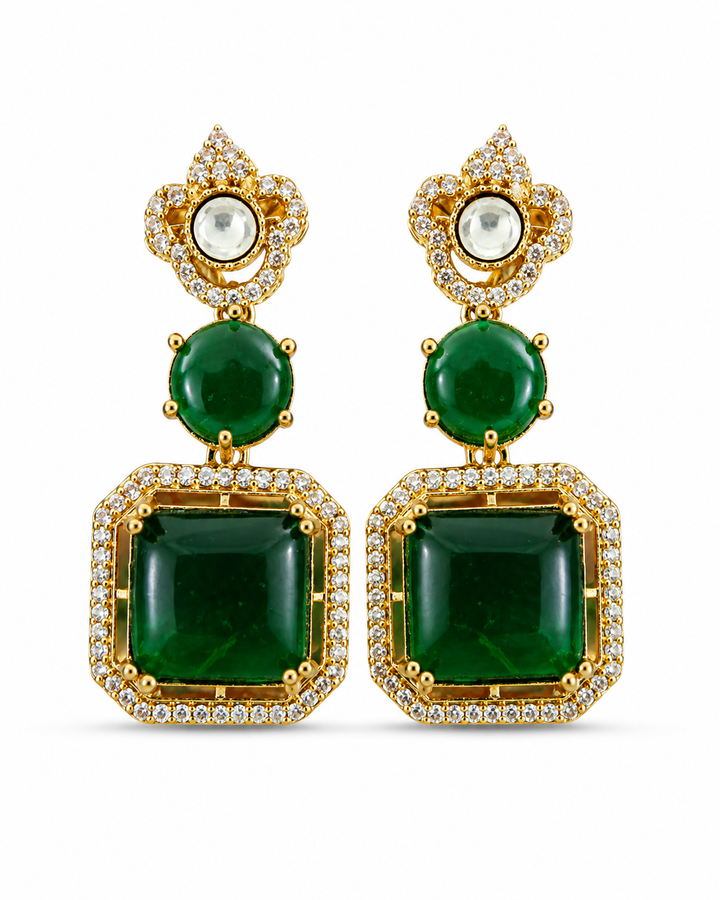 Emerald Polki Drop Earrings