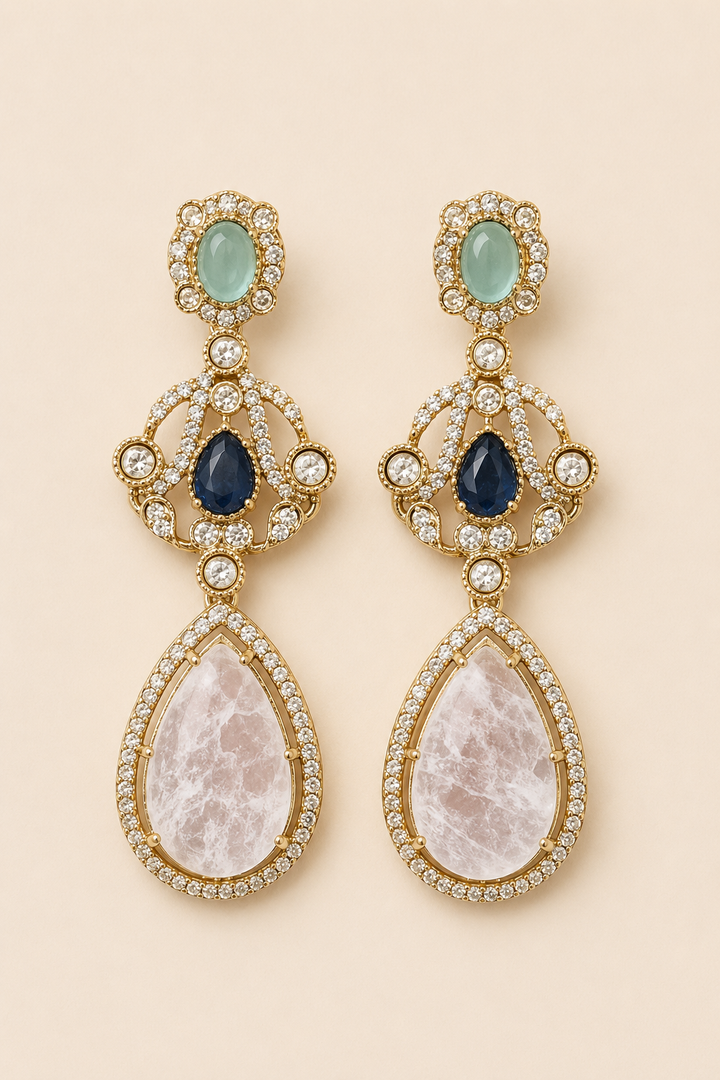 Mint & Blue Kundan Statement Earring
