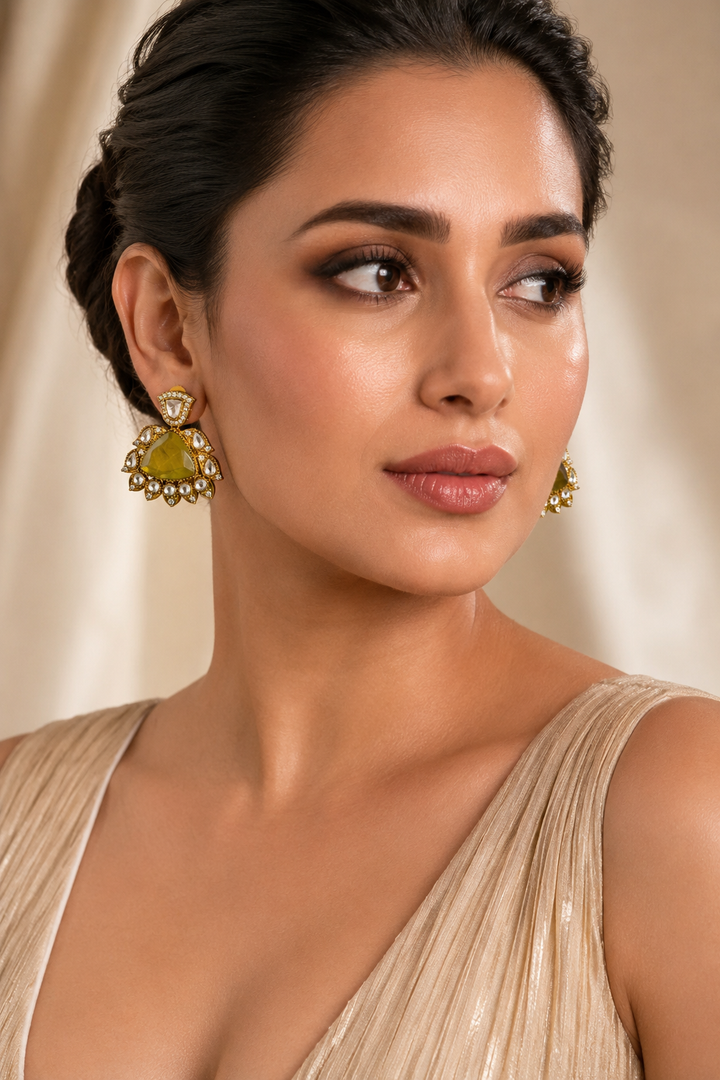 Lemon Yellow Polki Earrings