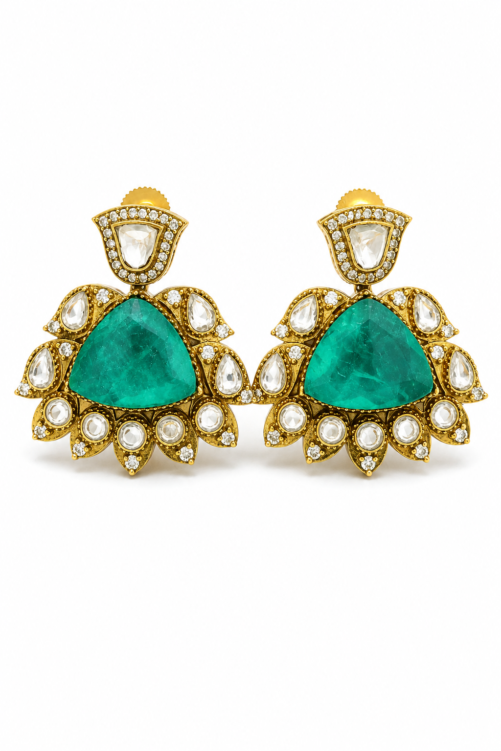 Turquoise Kundan Statement Earring