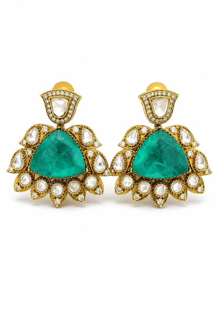 Turquoise Kundan Statement Earring