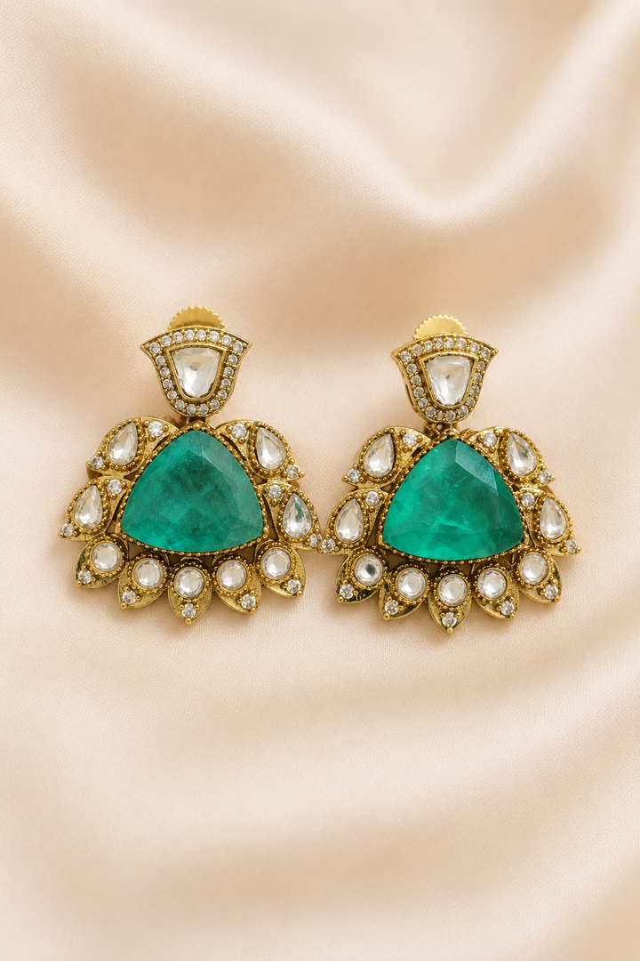 Turquoise Kundan Statement Earring