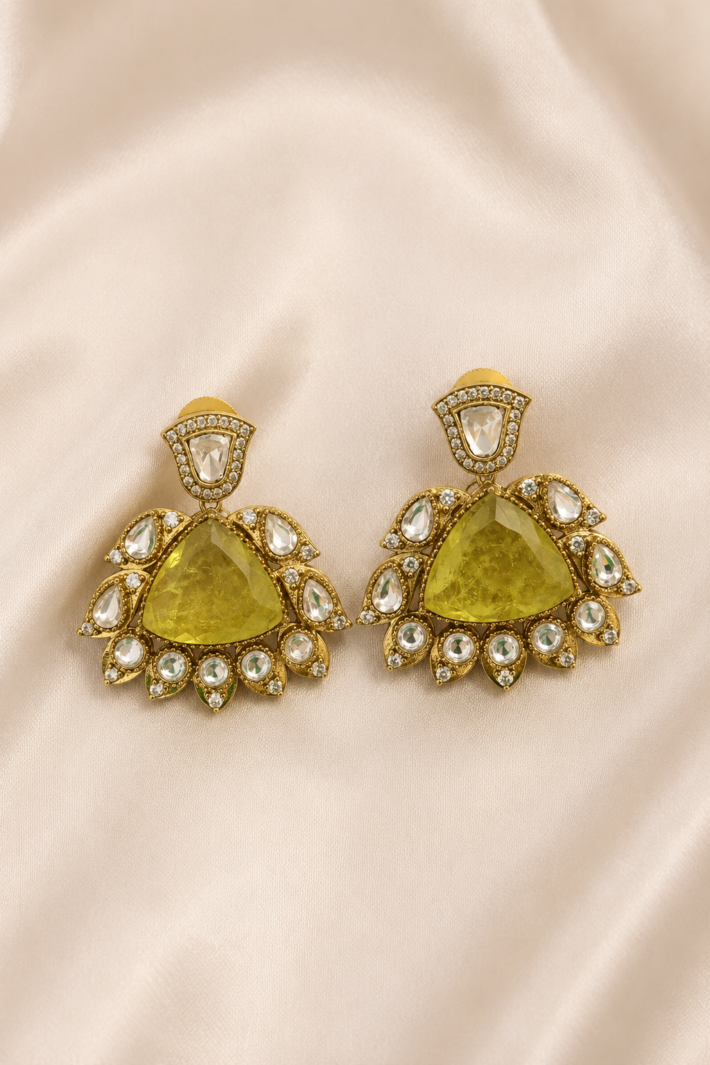 Lemon Yellow Polki Earrings