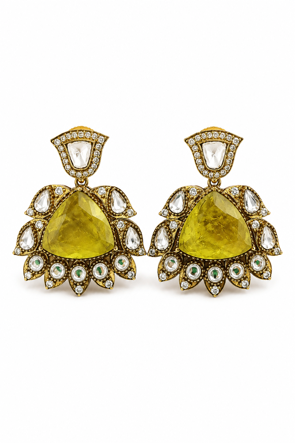 Lemon Yellow Polki Earrings
