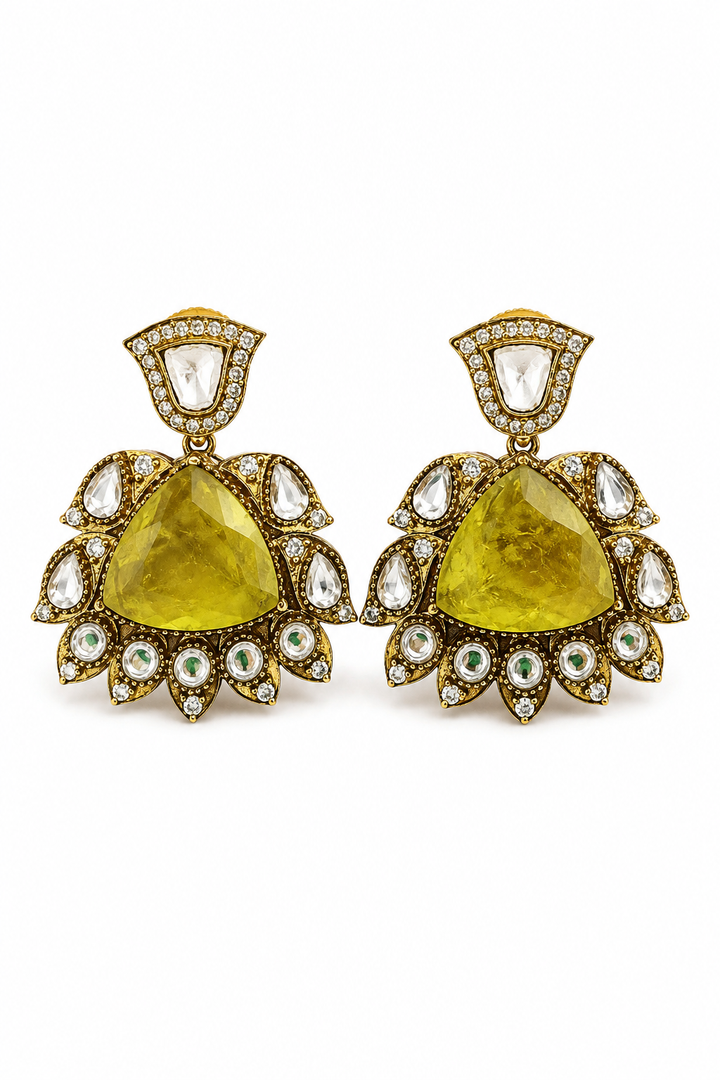 Lemon Yellow Polki Earrings