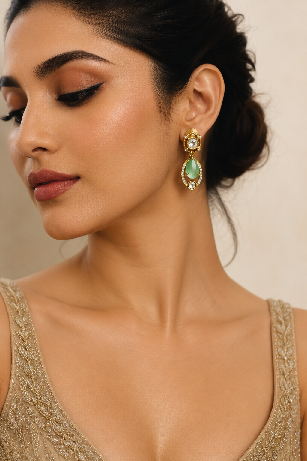 Turquoise Kundan Drop Earrings