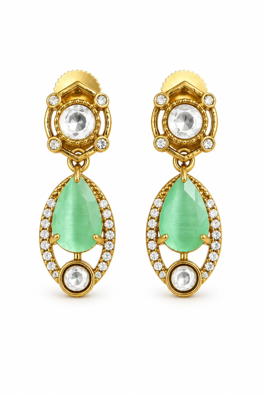 Turquoise Kundan Drop Earrings