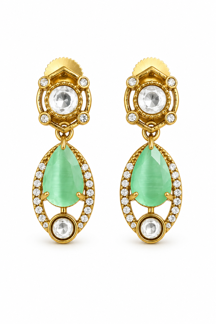 Turquoise Kundan Drop Earrings