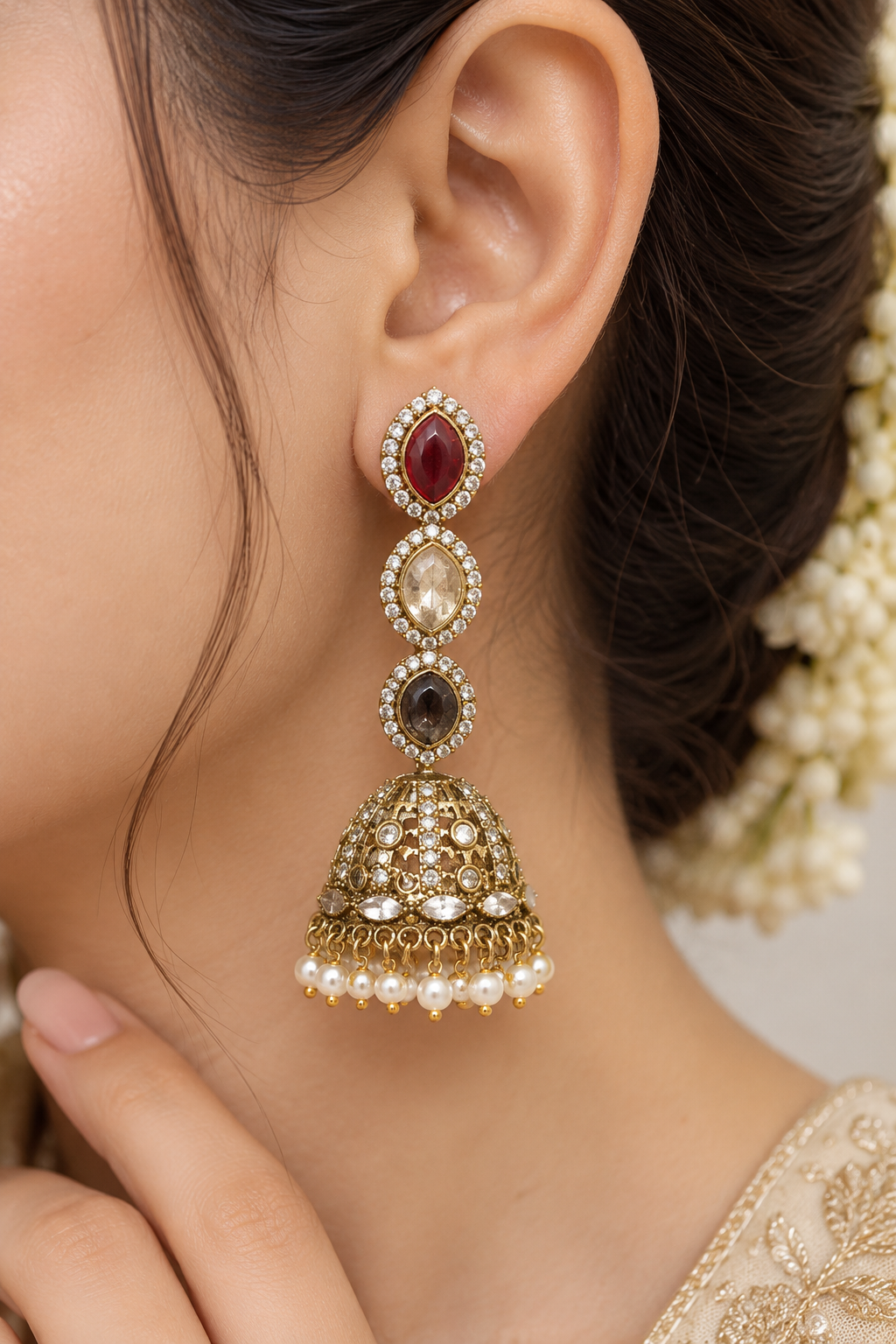 Red & Black Long Jhumkas