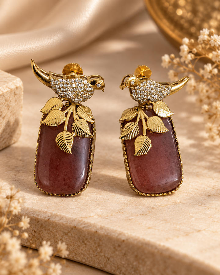 Mauve Bird Drop Earrings