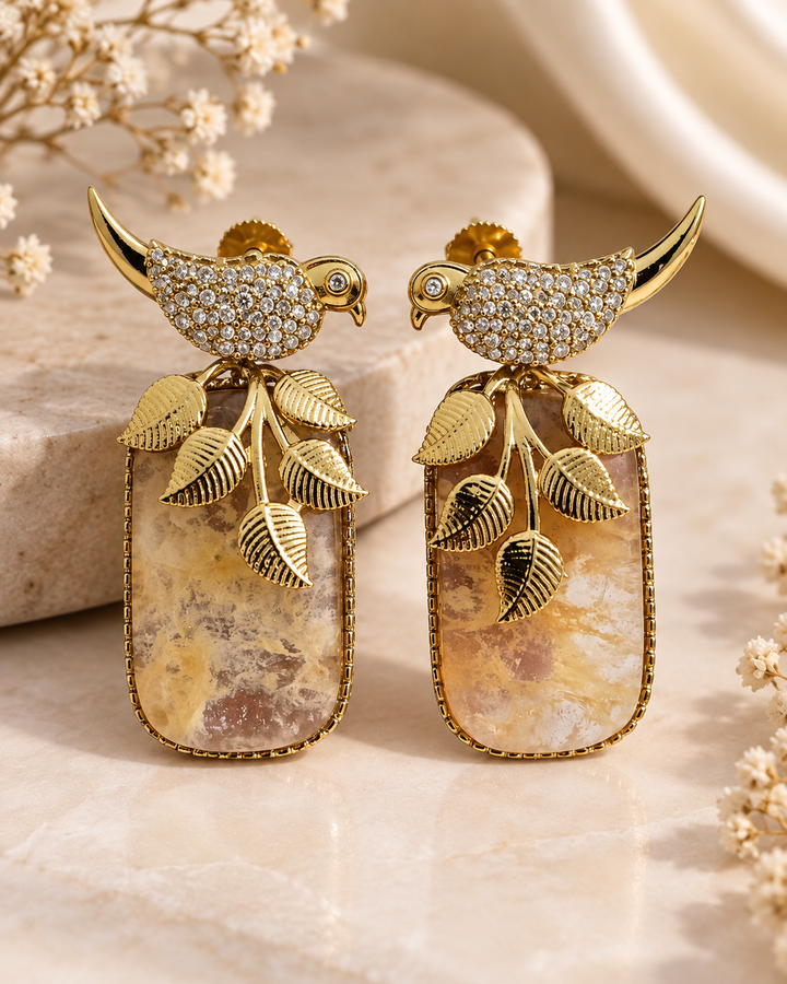 Champagne Bird Drop Earrings