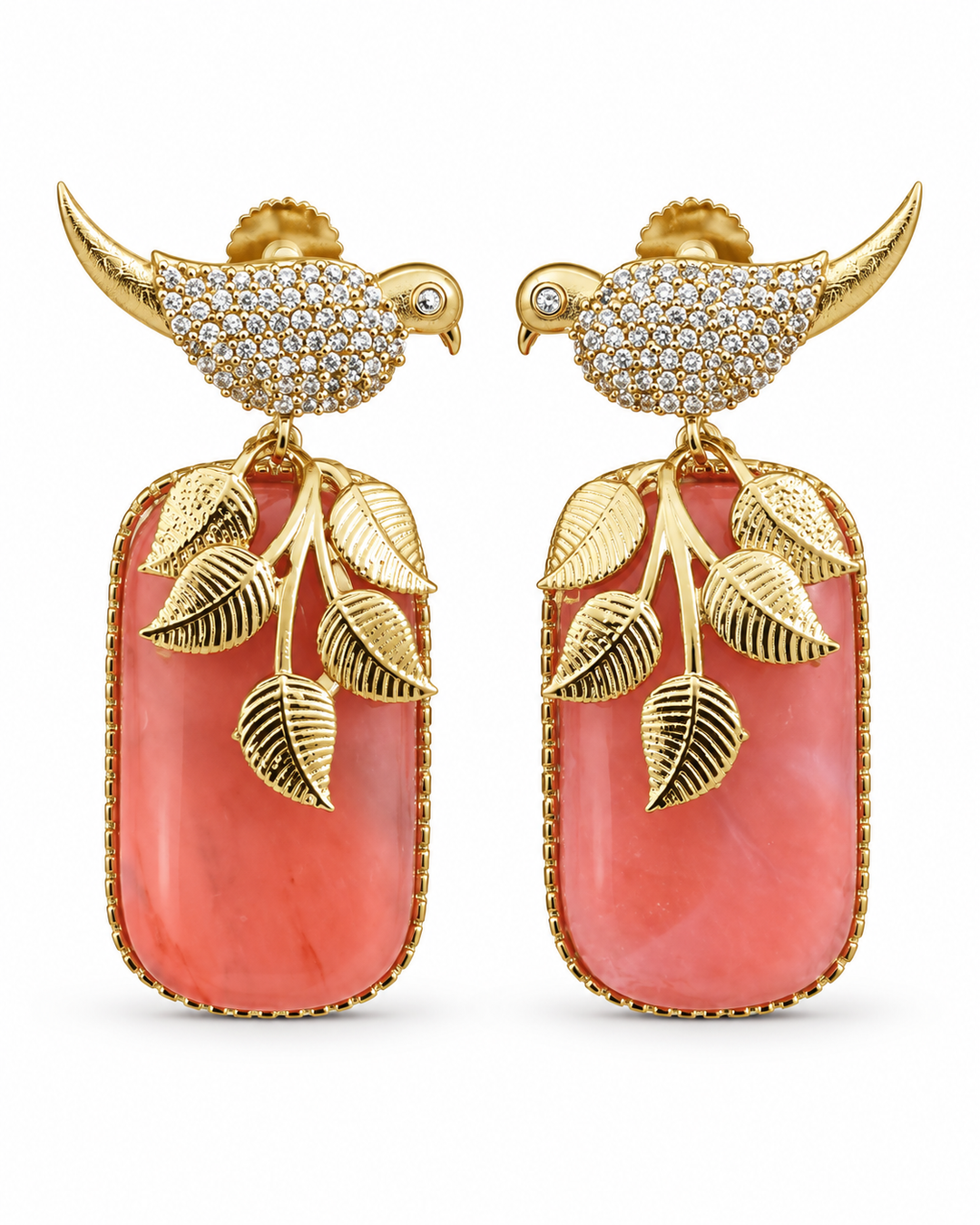Peach Bird Drop Earrings