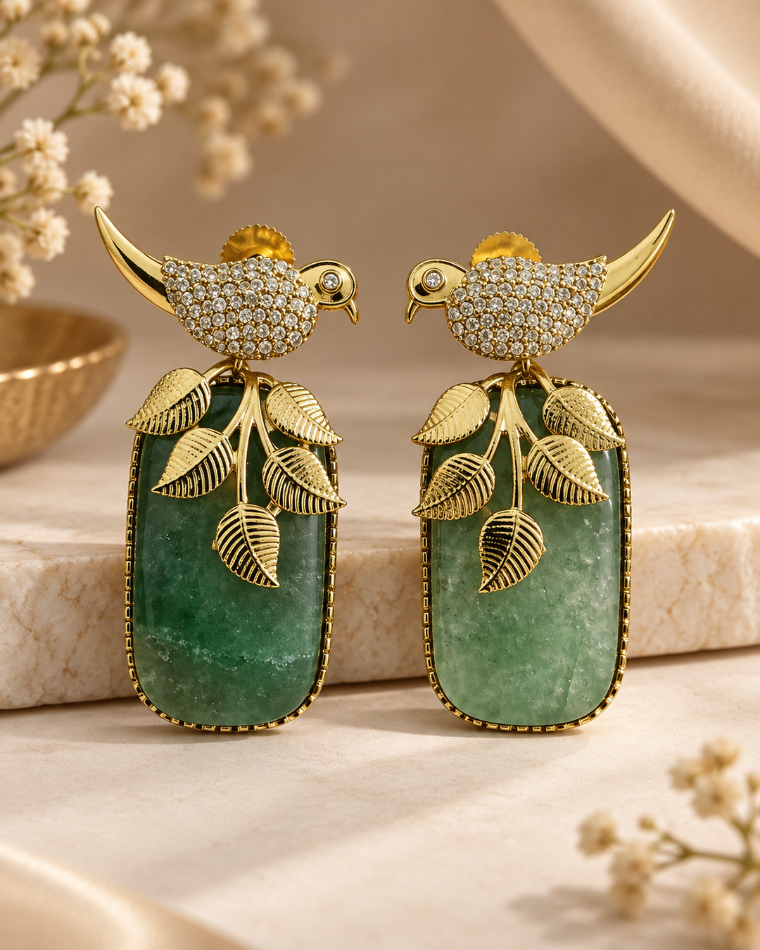 Mint Bird Drop Earrings