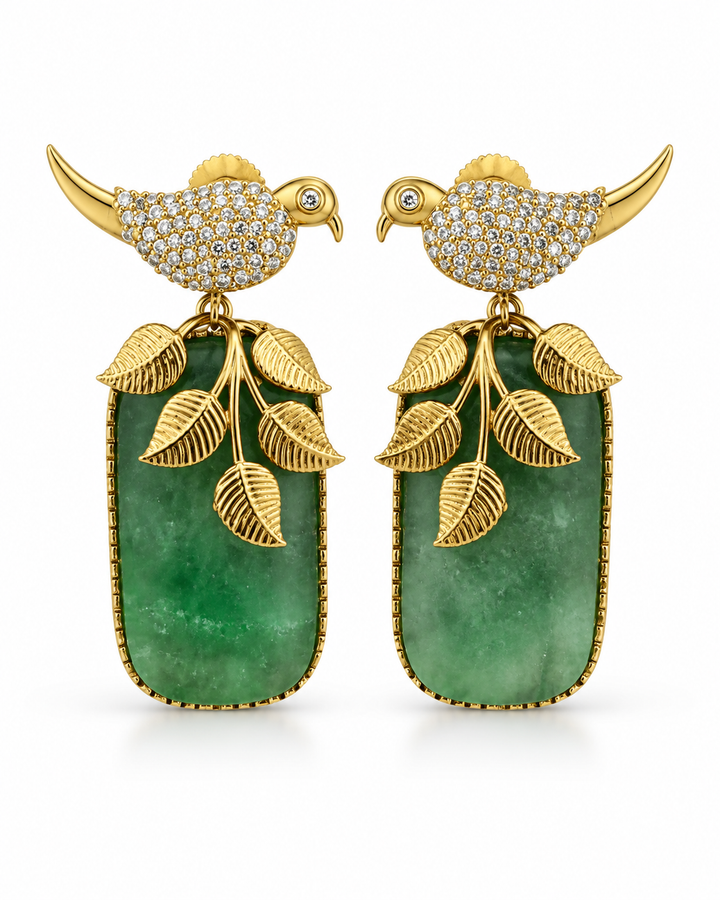 Mint Bird Drop Earrings