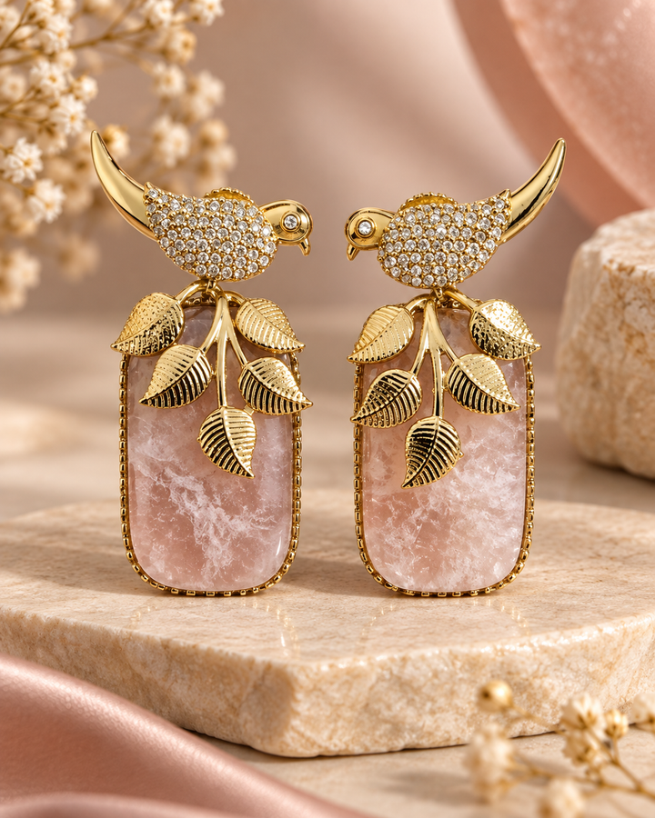 Light Pink Bird Drop Earrings