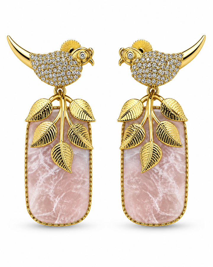 Light Pink Bird Drop Earrings