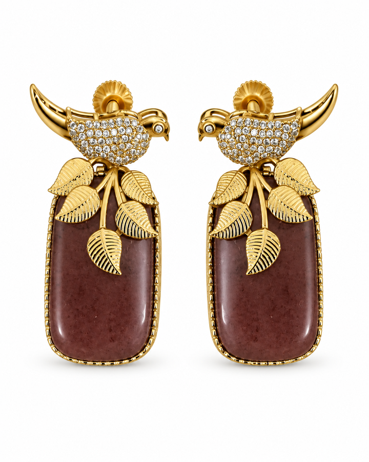 Mauve Bird Drop Earrings
