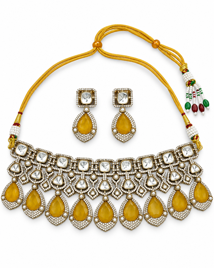Yellow Teardrop Choker Set