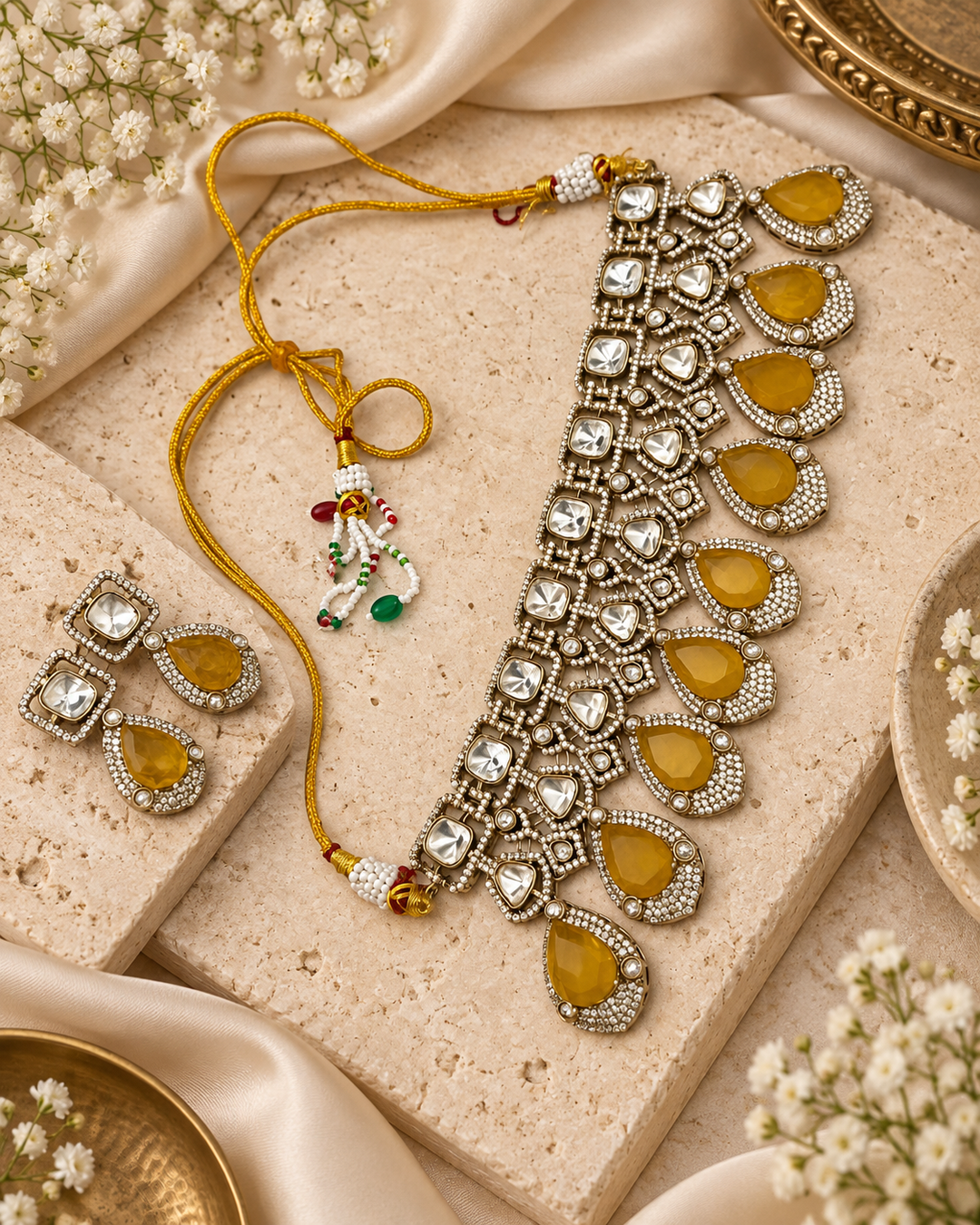 Yellow Teardrop Choker Set