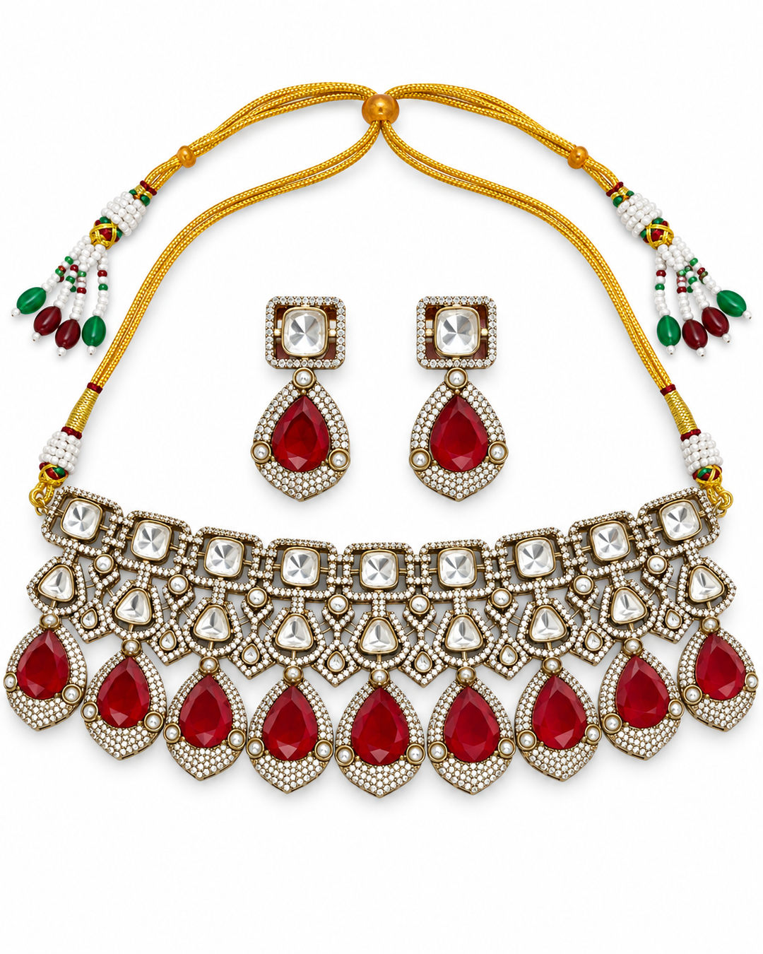 Red Teardrop Choker Set