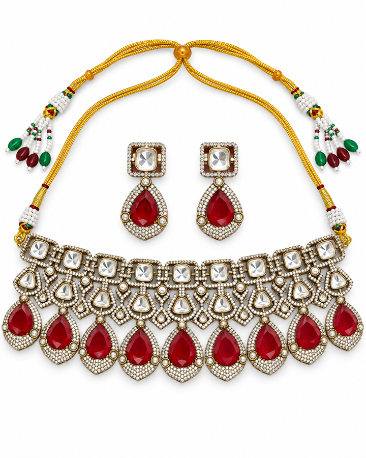 Red Teardrop Choker Set