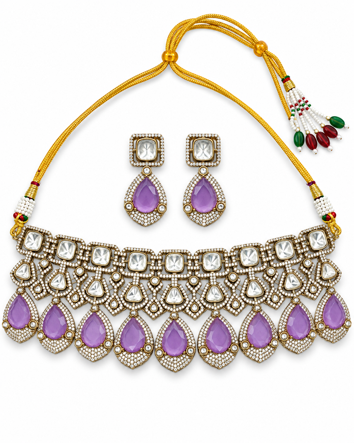 Purple Teardrop Choker Set