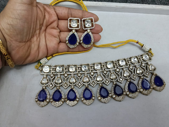 Blue Teardrop Choker Set