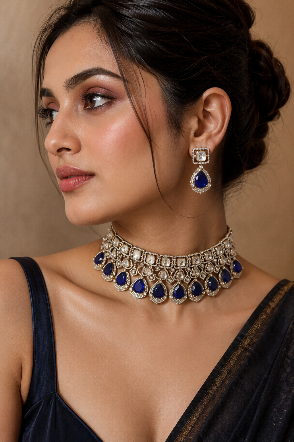 Blue Teardrop Choker Set