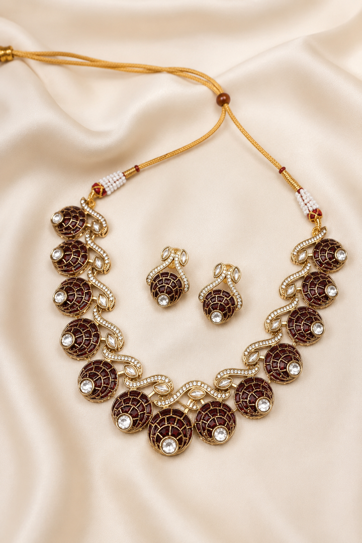 Maroon Dome Choker Set