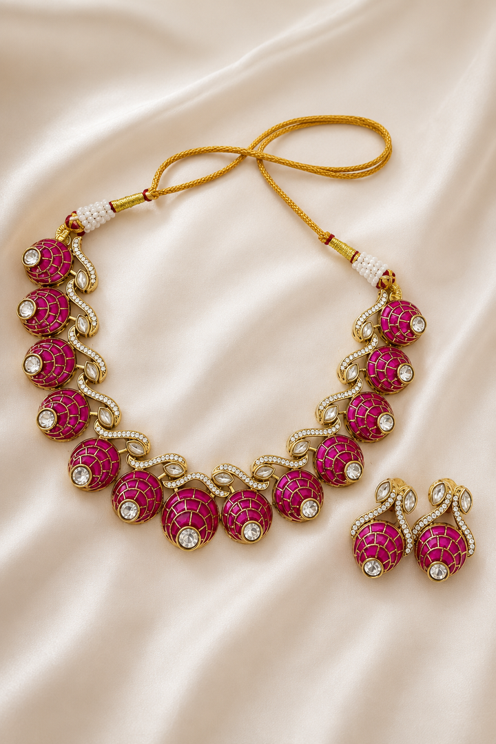 Pink Dome Choker Set