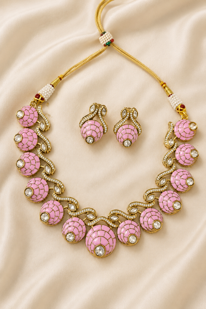 Pastel Pink Dome Choker Set