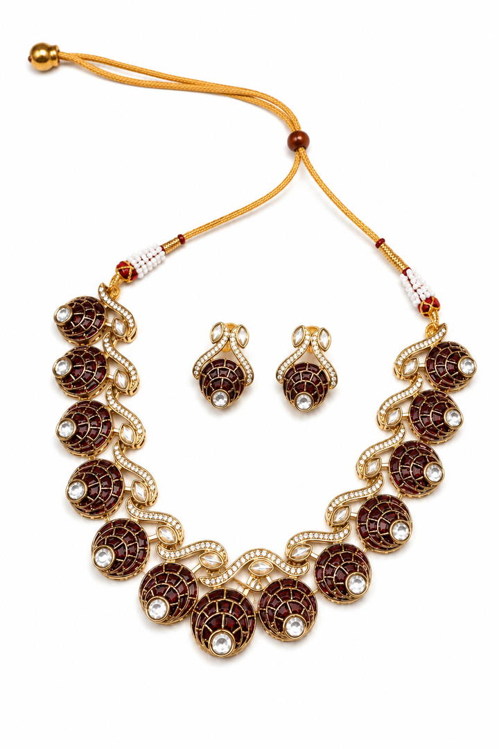 Maroon Dome Choker Set