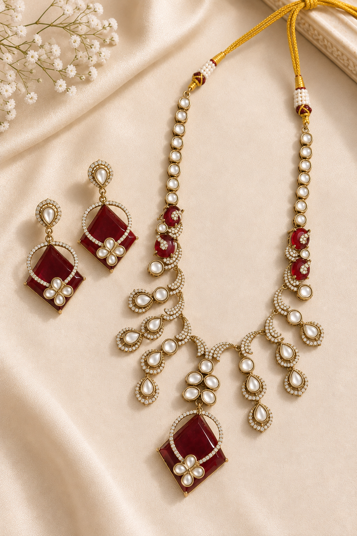 Ruby Kundan Bridal Necklace Set