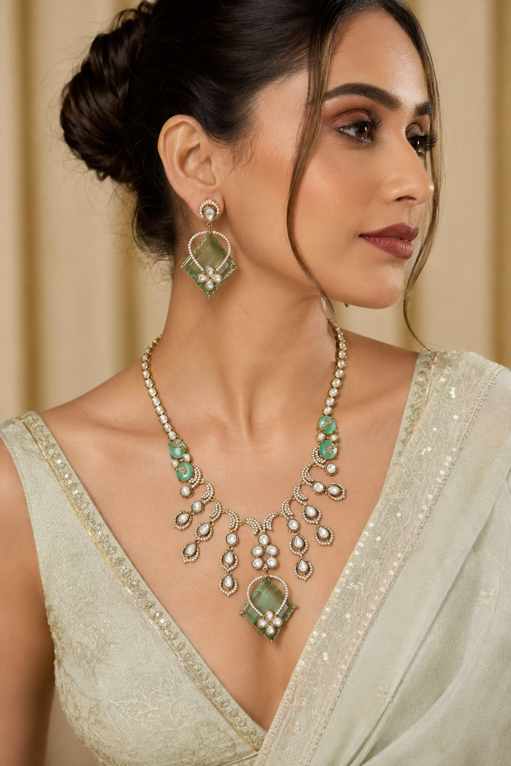 Turquoise Kundan Necklace Set