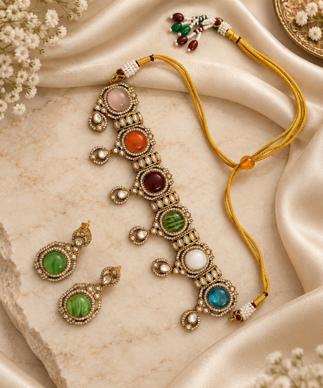 Multi-Color Polki Choker Set