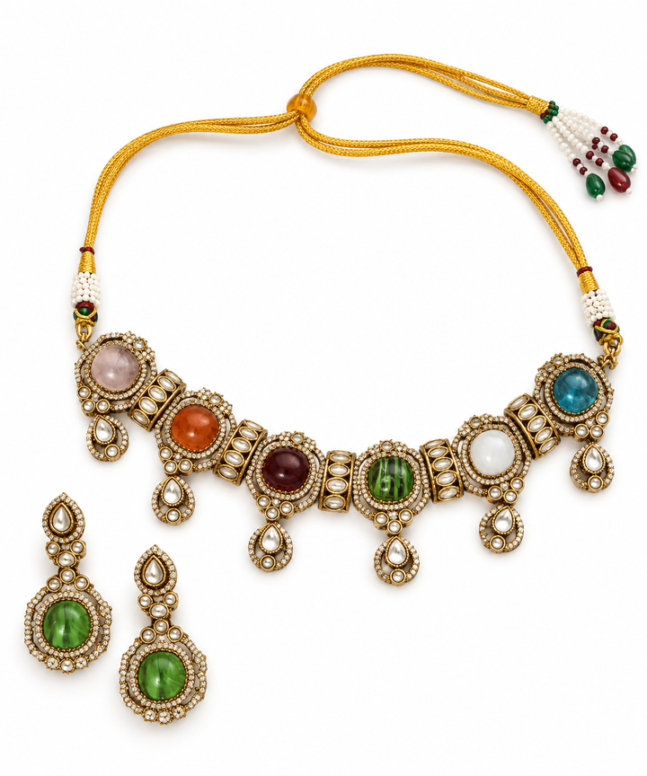 Multi-Color Polki Choker Set