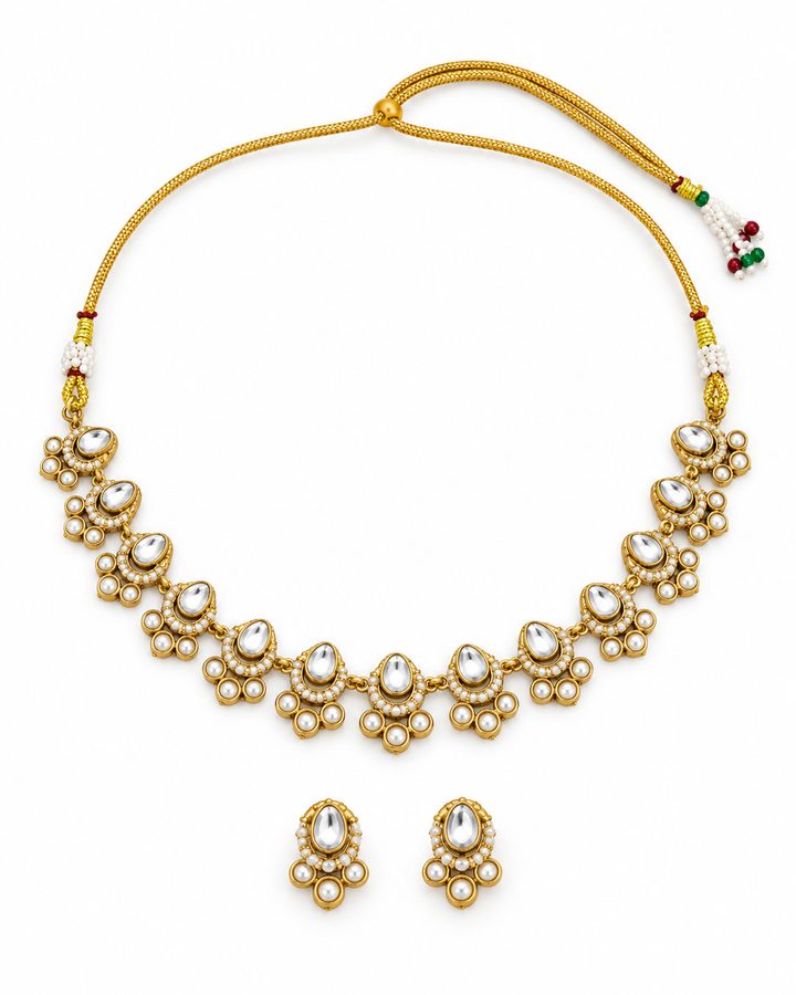 White Polki Necklace Set