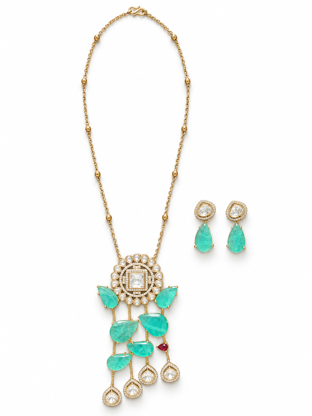 Mint Green Kundan Necklace Set