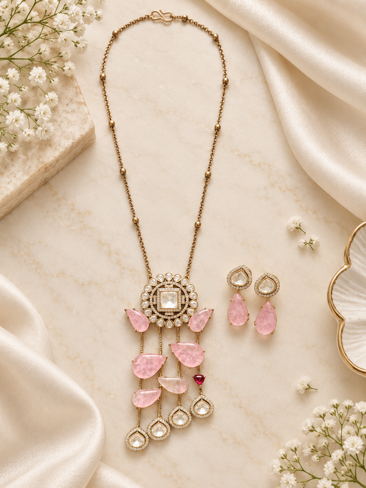 Blush Pink Kundan Necklace Set