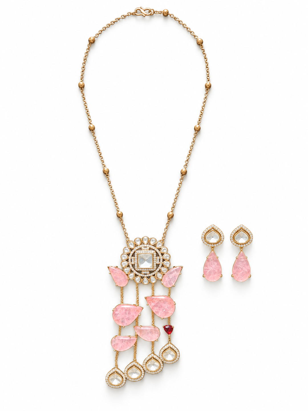 Blush Pink Kundan Necklace Set